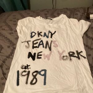White DKNY shirt.